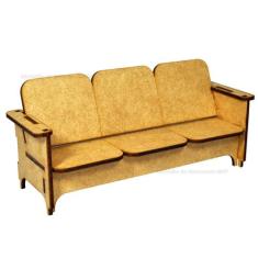 Sofa 3 Lugares para Casa de Boneca 18,5x8,5x6 Laser Mdf Madeira - ATAC