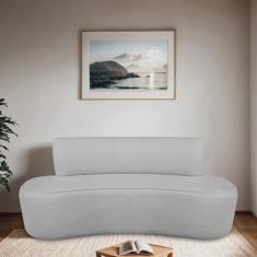 Sofá Curvo Orgânico 130cm 2 Lugares Linho Antonela