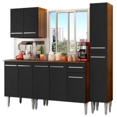 Cozinha Completa Madesa Emilly Sing com Armário, Balcão e Paneleiro - Rustic/Preto