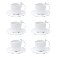 WOLFF - Conjunto 6 Xícaras de Chá de Porcelana com Pires Birds 200ml