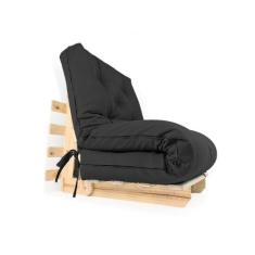 Sofa Cama Solteiro Futon Dobrável Preto - R9 Design Futon