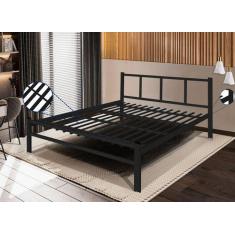 Cama De Casal 1,40 Int. De Tubolar/aço Alojamentos. - JB Moveis, Preto