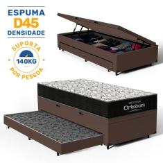 Cama Box Baú com Colchão de Espuma D45 Ortobom Airtech 150 Auxiliar Un