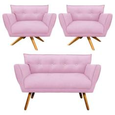 Kit 1 Namoradeira 2 Lugares E 2 Poltronas Giratória Anitta Com Strass 