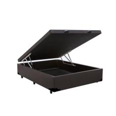 Cama Box Baú Blindado Casal HomeQueen Sintético Marrom 41x138x188