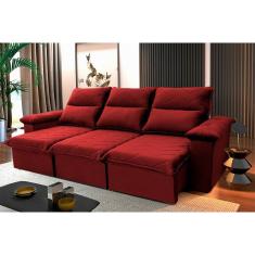 Sofá Retrátil/Reclinável Paris 2,30m Suede Velut Vermelho c/ Molas no Assento - King House