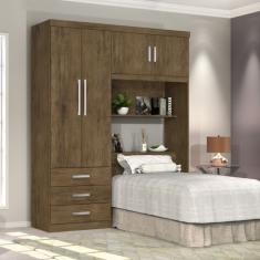 Guarda Roupa Solteiro com Cabeceira 4 Portas Cancun Jequitibá Avelã