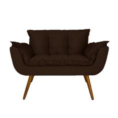 Namoradeira Decorativa Estofada Para Salão de Beleza Opala Suede Marrom - LM DECOR