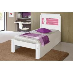 Cama Solteiro Lívia Branco/Azul/Rosa Carmolar