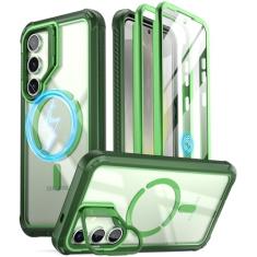 Poetic Capa Guardian para Samsung Galaxy S24 de 6,2 polegadas, [suporte de câmera embutido] [protetor de tela funciona com identificação de impressão digital] Capa transparente robusta à prova de