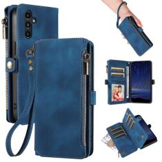 ZONNAVI Capa carteira para Samsung Galaxy A54 5G, [bloqueio RFID] Capa de telefone de couro PU para mulheres e homens com zíper para cartão de crédito, alça de pulso à prova de choque capa flip para