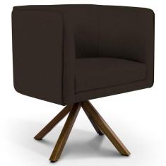Poltrona Decorativa Base Giratória de Madeira Betina D02 Corano Marrom