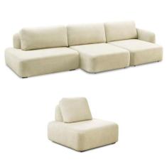 Conjunto Sala de Estar 1 Sofá Retrátil Modulado 282cm e 1 Poltrona San