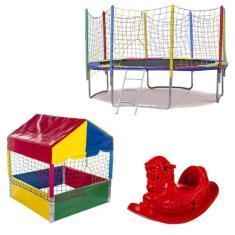 Cama Elástica Pula Pula Resistente 3,05m Piscina de Bolinhas Quadrada 