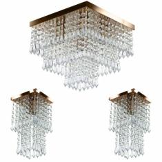 Kit 1 Lustre Cristal Acr. Sweet + 2 Lustres Spark Cobre - MARRYLUZ, Sp