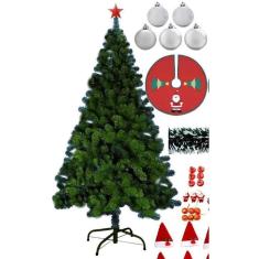 Árvore Natal Verde 2,10m 800 Galhos + Enfeites