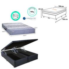 Conjunto Cama Box Baú Queen + Colchão Espuma Ortopédico Firme 158x198x