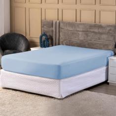 Lençol Avulso C/Elástico Percal 200 Fios Cama Casal Azul