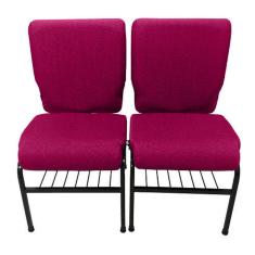 02 Cadeiras para Igrejas c/ Porta Biblía e Porta Cálice Rosa