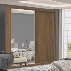 Guarda Roupa Solteiro Premium Bella 138cm com Espelho 2 Portas 2 Gavetas Espresso Móveis