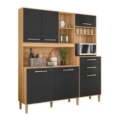 Armario Cozinha 6 Portas e 2 Gavetas Salsa Avela/Off White Cristal - N