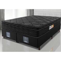 Cama Box Queen Colchão OrtoFirm Black + Box 158x198x67 One Face Espuma D33 Preto