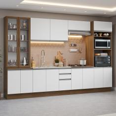 Armário de Cozinha Completa 340cm Rustic/Branco Glamy Madesa 01
