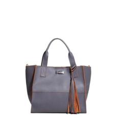 BOLSA FEMININA EM COURO ALÇA DE MÃO CARAMELO COM ROXO "YANA LOBATO"-Feminino