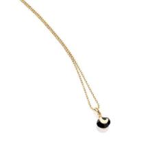 Colar Rommanel Banhado Ouro Pingente Solitário Cristal Preto