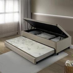 Bicama B&G com Baú Solteirão Reforçado 96x203cm e Cama Auxiliar 78X188