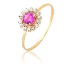 Anel Chuveiro Pedra Rosa E Brancas Em Ouro Puro 18k As508 - MAEHLER Ar