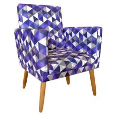 Poltrona Cadeira Decorativa Nina Encosto Alto Rodapé Triangulo Roxo -
