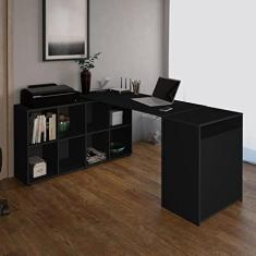 Conjunto Home Office 2 Peças Escrivaninha em L 8 Nichos e Balcão 2 Portas Espresso Móveis