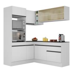 Armário De Cozinha Completa De Canto V2098 Branco/Preto