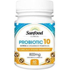 Probiotic 10 Tipos Probióticos Sunfood 60 Cápsulas