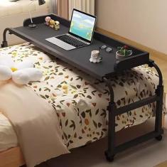 Mesa sobreposta para computador, mesa para laptop, mesa sobreposta, ajuste de altura 65-95 cm, carrinho de armazenamento com rodinhas, mesa para laptop com rodas, estação de trabalho para co