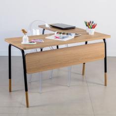 Mesa Escrivaninha Estação de Trabalho em L 136cm Organico Home Office Flexus Hanover/Preto