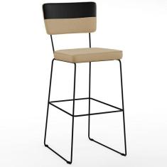 Banqueta Alta Cozinha Sala De Jantar Allana L02 Faixa Corano Preto Lin