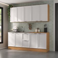 Cozinha Compacta 4 Peças 2 Aéreos 2 Balcões Soho Cabecasa Madeiramadeira Freijó/Branco