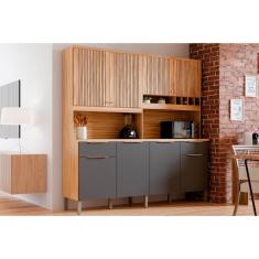 Cozinha Compacta Kit Concord C- 8 Portas E 2 Gavetas 200x206cm Amendoa-grafite - Ronipa