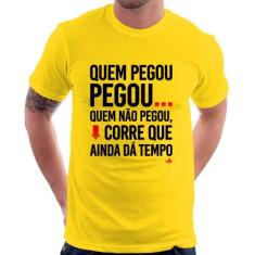Camiseta Quem pegou, pegou - Foca na Moda, Amarelo, GGG