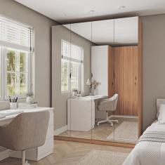 Guarda Roupas Modulado com Espelho 4 Portas com Cabideiro Hera Cabecasa Madeiramadeira