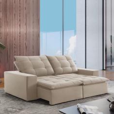Sofá 4 Lugares Retrátil e Reclinável Super Pilow 250cm Paris Veludo