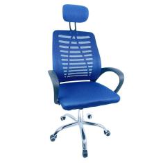 Cadeira Escritório Diretor Oficial Tela Mesh Apoio Nuca Preto Azul
