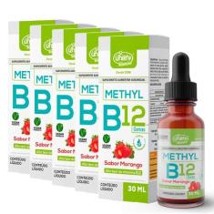 Kit 5 Vitamina B12 Methyl Em Gotas Unilife Morango 30 Ml