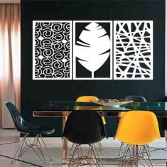 Quadro Decorativo Abstrato 6mm Vazado - Mdf - Decoarts, Branco