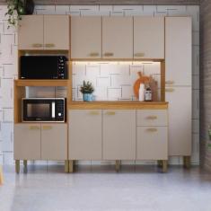 Cozinha Modulada Compacta Fidelitá Mariana 4 Peças 220cm 12 Portas 1 G