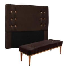 Cabeceira Cama Box King 195cm e Recamier Gênova Suede S04 - D'Rossi, C