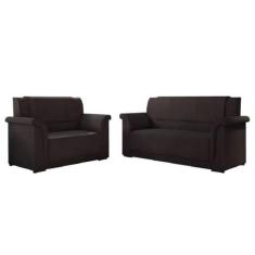 Sofá 2 e 3 Lugares Itália Marrom Suede - EXATA, Marrom