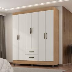 Guarda Roupa Casal Com 6 Portas Guararapes Nature Off White